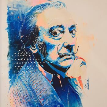 Painting titled "Salvador Dali" by Karine Villard, Original Artwork, Acrylic