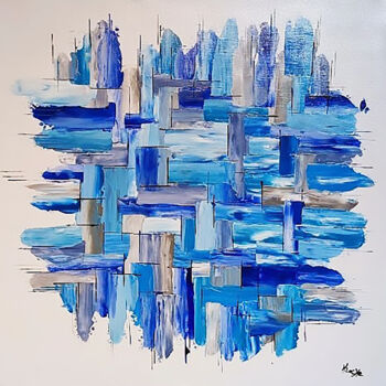 Malerei mit dem Titel "Bleu attitude" von Karine Locke, Original-Kunstwerk, Acryl