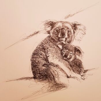 「Koala...」というタイトルの描画 Karl Robialによって, オリジナルのアートワーク, インク
