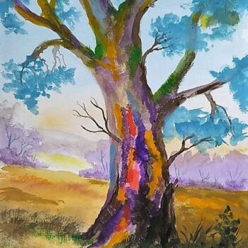 Painting titled "Paysage de la Sarre…" by Karl-Werner Gerstner, Original Artwork, Watercolor