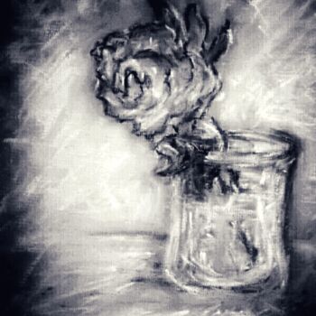 Drawing titled "Rose in a glass of…" by Karolina Ingo (Karolina Navi -Ingo), Original Artwork, Pastel