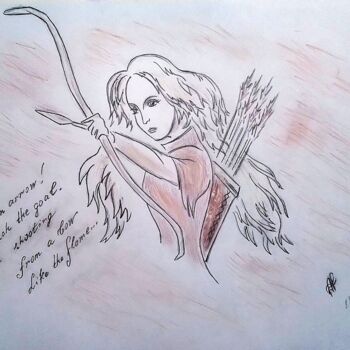 Desenho intitulada "I'm an Arrow!" por Karolina Ingo (Karolina Navi -Ingo), Obras de arte originais, Lápis