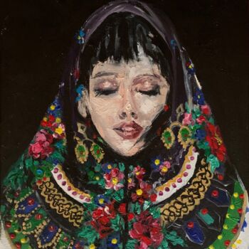 Pintura titulada "Стара бабусина хуст…" por Karolina Naichuk, Obra de arte original, Acrílico