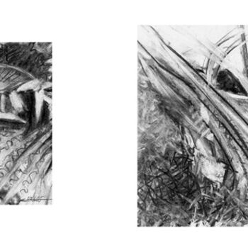 Rysunek zatytułowany „Couple de crustacés” autorstwa Karolus, Oryginalna praca, Węgiel drzewny