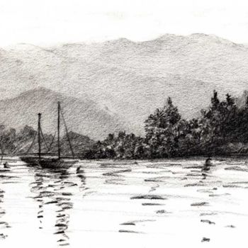 Tekening getiteld "Lac de Sainte-Croix…" door Karolus, Origineel Kunstwerk, Grafiet