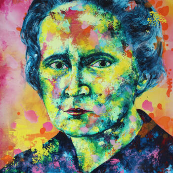 Painting titled "Marie Curie" by Kascho, Original Artwork, Acrylic Mounted on Wood Stretcher frame