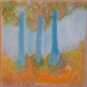 Painting titled "BRUME DANS LA FORET…" by Kasiopea, Original Artwork, Acrylic