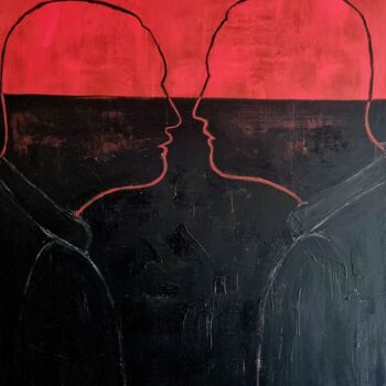 Peinture intitulée "RED&BLACK" par Katarzyna Jasyk, Œuvre d'art originale, Acrylique