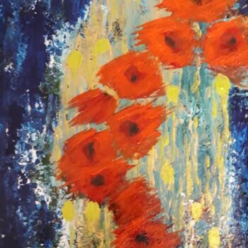 Painting titled "Poppies" by Katayoun Dodangeh, Original Artwork, Acrylic