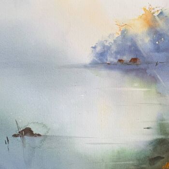 Arts numériques intitulée "FOG IN THE FOREST.M…" par Kate Matveeva, Œuvre d'art originale, Aquarelle