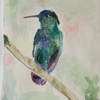 Pintura titulada "Kolibri" por Katerina Leousi, Obra de arte original, Acuarela