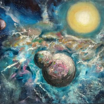 Painting titled "Fantastic Universe" by Katerina Suratova, Original Artwork, Oil