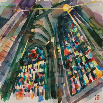 「Milan Cathedral」というタイトルの絵画 Kateryna Bortsovaによって, オリジナルのアートワーク, 水彩画