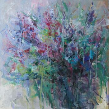 Schilderij getiteld "Floral Kaleidoscope" door Kateryna Solodka (Katia Solodka), Origineel Kunstwerk, Acryl Gemonteerd op Fr…