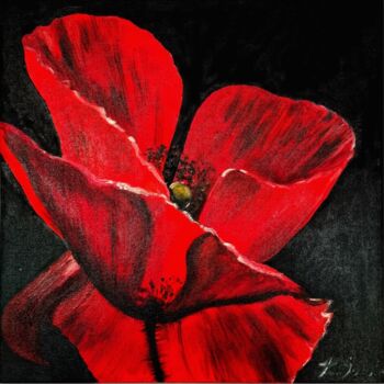 Pittura intitolato "Luminous poppy" da Kateryna Soroka (KattieArt), Opera d'arte originale, Olio