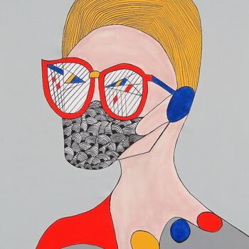 「the mask」というタイトルの絵画 Dr. Katharina Zlöblによって, オリジナルのアートワーク, アクリル ウッドストレッチャーフレームにマウント