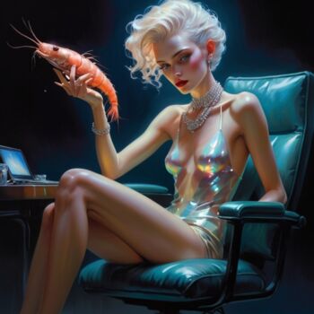 Digital Arts titled "Shrimp in der Hand" by Kathrin Mattheis, Original Artwork, Digital Painting