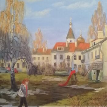 Pintura titulada "A spring evening" por Katia Zhevno, Obra de arte original, Oleo Montado en Bastidor de camilla de madera