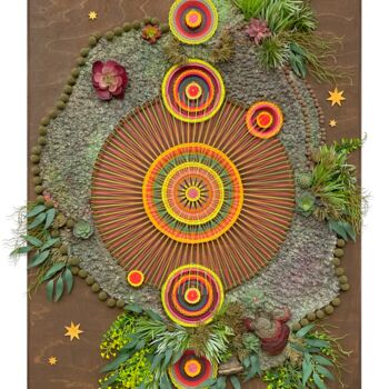 绘画 标题为“System of Love” 由Katja Lisitina, 原创艺术品, String Art 安装在木板上