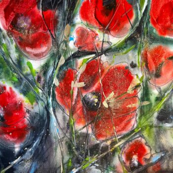 "Poppies 2" başlıklı Tablo Katja Vollmer tarafından, Orijinal sanat, Suluboya