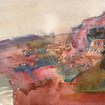 Painting titled "Temple in the mount…" by Katrin Rymsha, Original Artwork, Watercolor