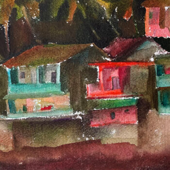 Malerei mit dem Titel "Cliffe's home" von Katrin Rymsha, Original-Kunstwerk, Aquarell