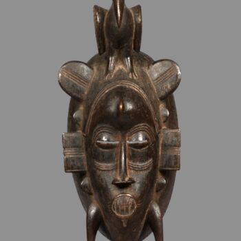 Sculptuur getiteld "Masque Senoufo  art…" door Kebe, Origineel Kunstwerk, Hout