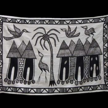 Arte tessile intitolato "TOILE DE KORHOGO AR…" da Kebe, Opera d'arte originale