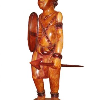 Sculptuur getiteld "Statue guerrier" door Kebe, Origineel Kunstwerk