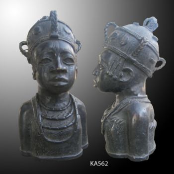Sculpture titled "Tête  du Benin art…" by Kebe, Original Artwork, Metals