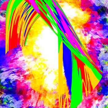 Digital Arts titled "Fantastic Rainbow" by Keep Magic, Original Artwork, Digital Painting Mounted on Wood Stretcher frame