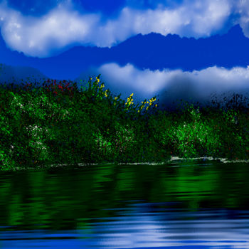 数字艺术 标题为“Lake in the Mountai…” 由Keep Magic, 原创艺术品, 数字油画