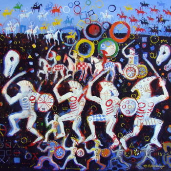 Painting titled "Olympic dance" by Martin Kellenberger, Original Artwork, Acrylic