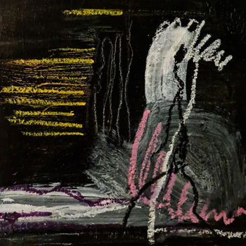 Painting titled "Nuit noire" by Kellestom, Original Artwork, Acrylic Mounted on Cardboard