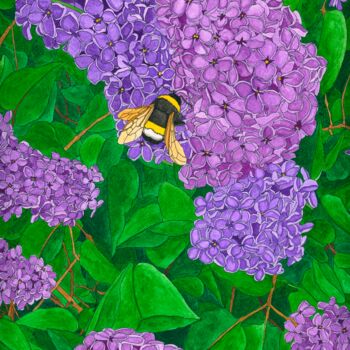 Schilderij getiteld "Lilacs" door Kelley Hudson, Origineel Kunstwerk, Aquarel