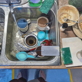 Schilderij getiteld "The Dishes (Are Nev…" door Kelley Hudson, Origineel Kunstwerk, Acryl