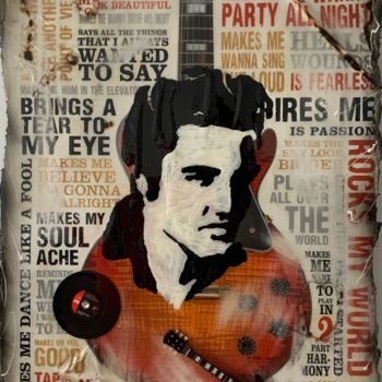 Kolaże zatytułowany „Elvis Presley Music…” autorstwa Kellnington, Oryginalna praca, Akryl