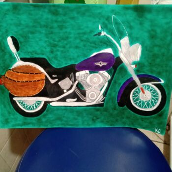 Painting titled "Harley Davidson" by Kenidy Oliveira, Original Artwork, Acrylic