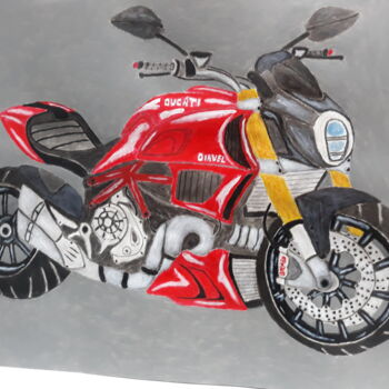 Painting titled "DUCATI DIAVEL 2" by Kenidy Oliveira, Original Artwork, Acrylic