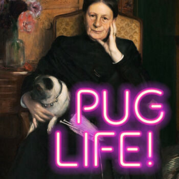 Digitale Kunst getiteld "Pug Life" door Kerry Pritchard, Origineel Kunstwerk, Digitaal Schilderwerk