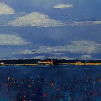 Peinture intitulée "Blue Landscape 1" par Kestutis Jauniskis, Œuvre d'art originale, Huile