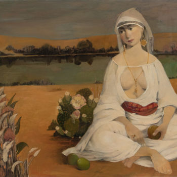 제목이 "Woman by the lake"인 미술작품 Ketevan Maisuradze Keti로, 원작, 기름