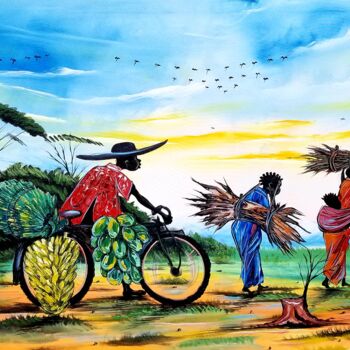 Peinture intitulée "A beautiful morning" par Kevin Jjagwe, Œuvre d'art originale, Acrylique