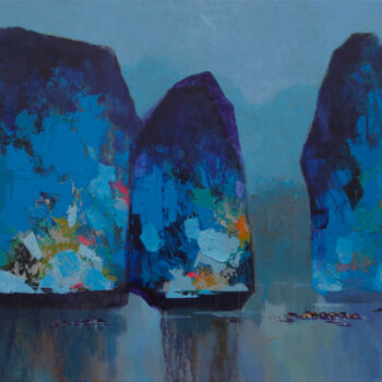 Painting titled "DAWN ON HALONG BAY…" by Khanh The Bui, Original Artwork, Acrylic