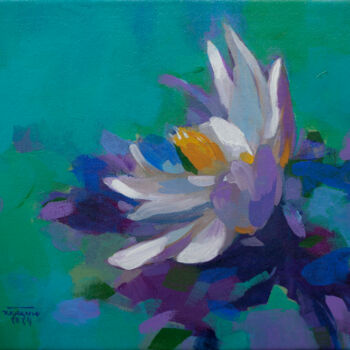 Painting titled "Water Lilies" by Khanh The Bui, Original Artwork, Acrylic Mounted on Wood Stretcher frame