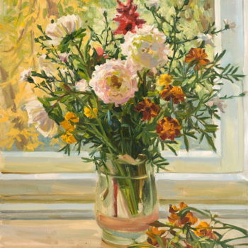 Painting titled "At an autumn window" by Valeriy Kharchenko, Original Artwork