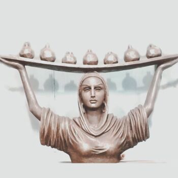 Sculpture titled "Anora sales girl" by Khurshed Husenov, Original Artwork, Bronze
