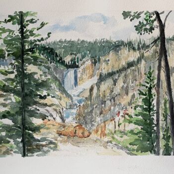 Schilderij getiteld "Lower Falls, parc d…" door Kija, Origineel Kunstwerk, Aquarel