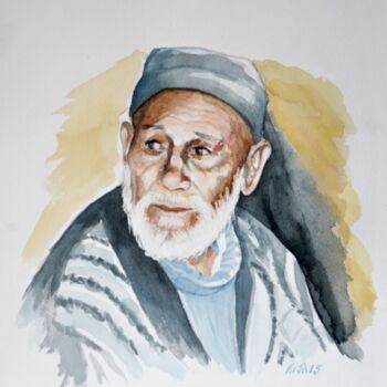 Painting titled "homme-ouzbek.jpg" by Kija, Original Artwork, Watercolor