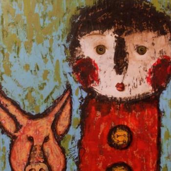 Painting titled "Le cochon. 38 X 46.…" by Kikilapeste, Original Artwork